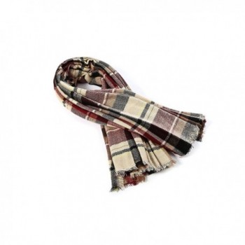 Tartan Blanket Checked Pashmina Claret in Cold Weather Scarves & Wraps