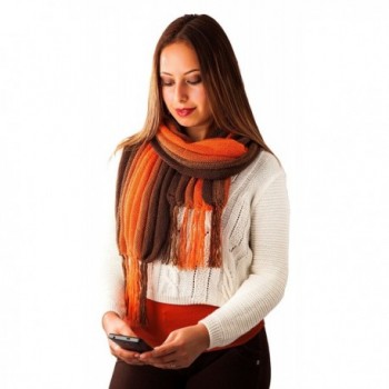 100% Baby Alpaca Scarf Stylish and Very Warm AZO Free And Non-Toxic - Brown and Orange - CV1878SWKUQ