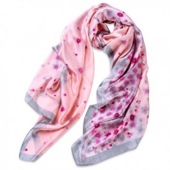 Women Shawl 100% Silk Scarf Lightweight Sunscreen Beach Scarf Premium Gift Wrap - Pink - C2185QSTSUA