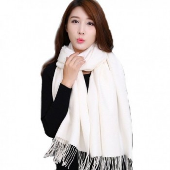 KALIYOTO Large 78.7"x25.4" Luxurious Cashmere feel Scarf-Shawls for Women and Men - White - CW12NSAOW58