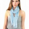 NYFASHION101 Women's Versatile Satin Striped Sheer Chiffon Scarf Headwear - Satin Stripe Light Blue - CT12EXWGQZF