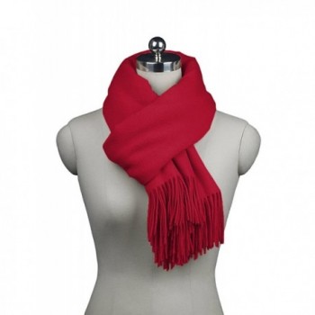 ADAMARIS Womens Long Solid Color Cashmere Scarf with Tassel Wrap Shawl - Red - CQ1853CH0EL