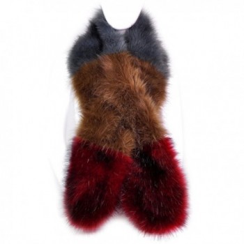 Futrzane Women Winter Faux Fur Scarf Shawl Multiple Colors - Graphite/Light Brown/Red - C612N249OSE