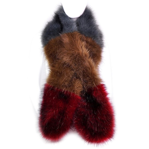 Futrzane Women Winter Faux Fur Scarf Shawl Multiple Colors - Graphite/Light Brown/Red - C612N249OSE
