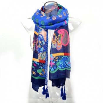 PHAYON Bohemia Scarves Retro Colorful Lightweight Tassels Floral For Women - M - CL183RXDNLL