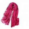 Women's Autumn Fashion Lace Long Shawl Solid Color Bandhnu Cotton Scarf - Rose Red - CL186DQR3S5