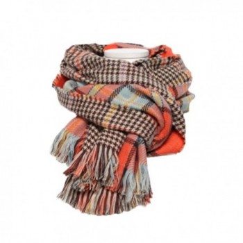 Pink Queen Women Men Unisex Classic Houndstooth Reversible Warm Scarfs and Wraps - Orange - C111QHV55UX