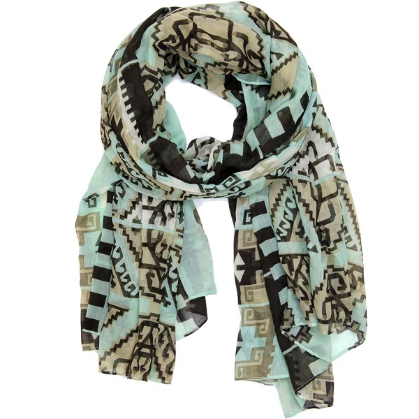 Bucasi Aztec Print Southwestern Inspired Scarf - Mint - C611MYDAAWJ