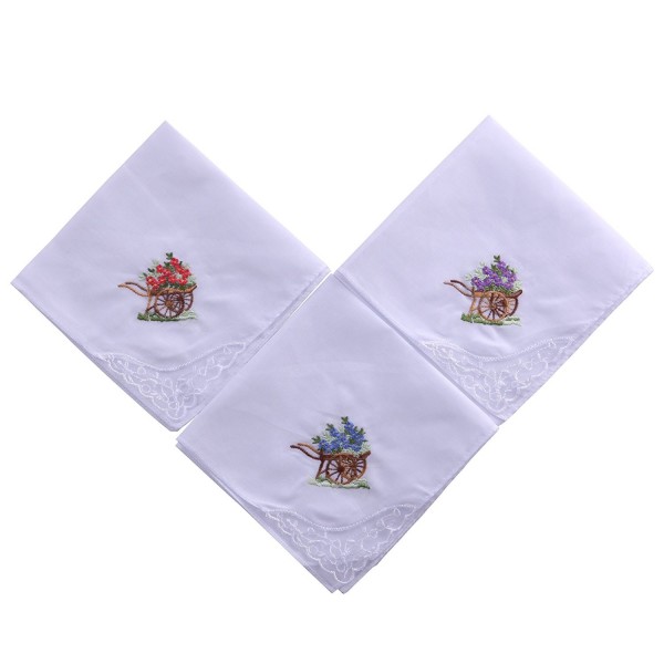 Vera Nuka Ladies Flower Embroidered with Lace Cotton Handkerchiefs 6 Pack - Lc004 - C312NA1I5C0