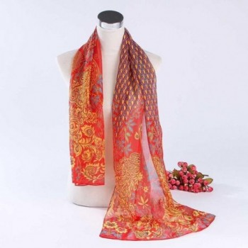 DZT1968%C2%AE Peacock Pattern Chiffon Scarves