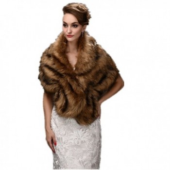 FOLWEP Brown Bridal Wedding Faux Fur Jacket/ Wrap/shawls for Wedding/Party/Show - CB12LTA97I1