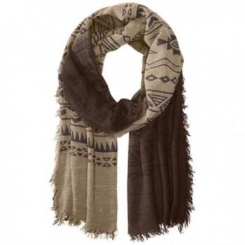 Woolrich Women's Rivers Edge Scarf Wrap - Wool Cream/Gray Wash/Espresso - CI12IC561LX