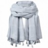 FITIBEST Women Linen Scarf Fashionable Plaid Shawl Winter Long Scarves with Tassels - Grey - CG186HC83S9