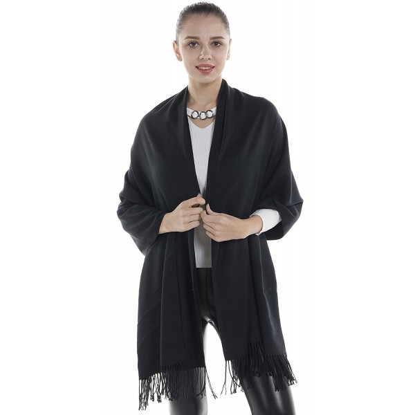 Niaiwei Cashmere Scarf Blanket Large Soft Pashmina Shawl Wrap For Men and Women - Black - CH185DG0AQ8