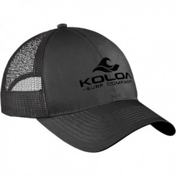 Koloa Surf Wave Logo "Old School" Curved Bill Mesh Snapback Hats - Charcoal With Black Embroidered Logo - CJ17Z3O00W0