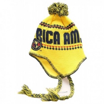 Club America Football Soccer Men's Peruvian Beanie Ski Hat - Yellow - C311PMFPEJ7