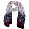 Peach Couture Nautical Anchor Patriotic All American Navy Scarf Wrap Shawl - White/Red/Blue - CR128W1HJYP