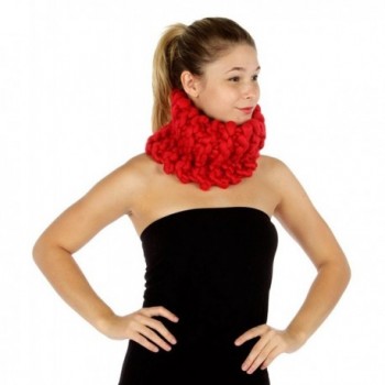 Knitting Factory Winter Hand Made Neck Warmer Selection Big Yarn Loopy Neck Warmer - Red - CQ12913RHLD