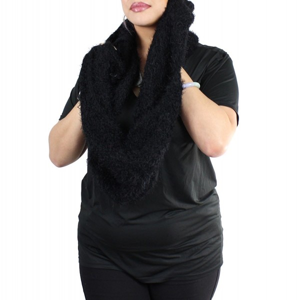 Very Soft Knitted Faux Fur Infinity Scarf - Faux Fur- Black - CU125VM1PST