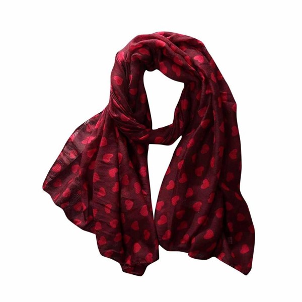 DEESEE(TM) Women Ladies Love Heart Print Pattern Long Scarf Warm Wrap Shawl - Red - CH12O5DUXR3