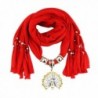 Deamyth Women Pendant Scarves Peacock Rhinestone Crystal Pendent Jewelry Scarf - Red - CA12O4UE2G6