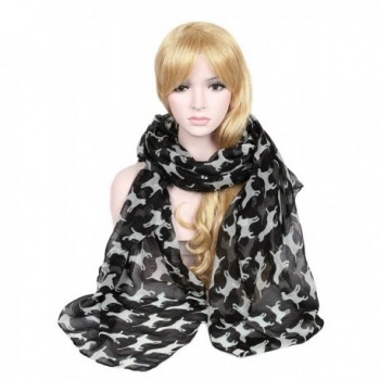 Calonice Scarf with cartoon white puppy patterns celebrity shawl 36800 - Black - C01205ITMHF