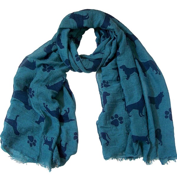 Dogs Print Cotton Scarf CSJ-L-52 - Teal - C81250ZY5JN