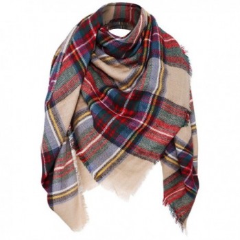 Women's Plaid Scarf Oversized Fall/Winter Blanket Wrap Shawl - Camel - C7187N38MQX