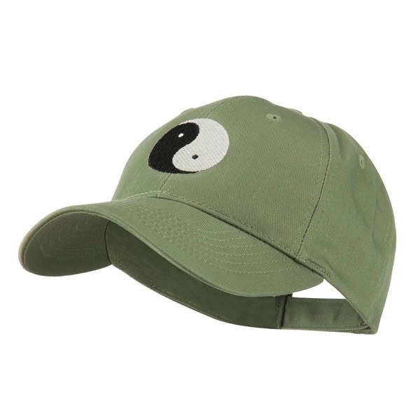 Traditional Chinese Symbol Yin and Yang Embroidered Cap - Olive - CZ11GI6TBHP