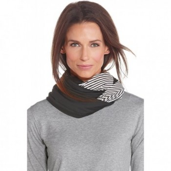 Coolibar UPF 50+ Women's Infinity Scarf - Sun Protective - Black/White Stripe - CT12O8CR7R0