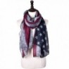 Promini Women's Fashion Long Lightweight Scarf Retro American Flag Printed Shawl Wrap - Gray - CA184K0LZZG