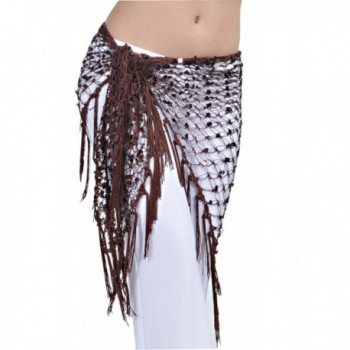 AvaCostume Egyptian Shawl Belly Dance Mermaid Mesh Hip Scarf - Coffee - CC1864809Y6