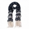 Premium Long Dual Tone Fair Isle Knit Warm Winter Fringe Scarf - Diff Colors - Navy - C7127YA7NGN