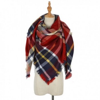 Warm women Tartan Scarf winter Blanket Shawl - Small Red Lattice - CU187ZLE9Y2