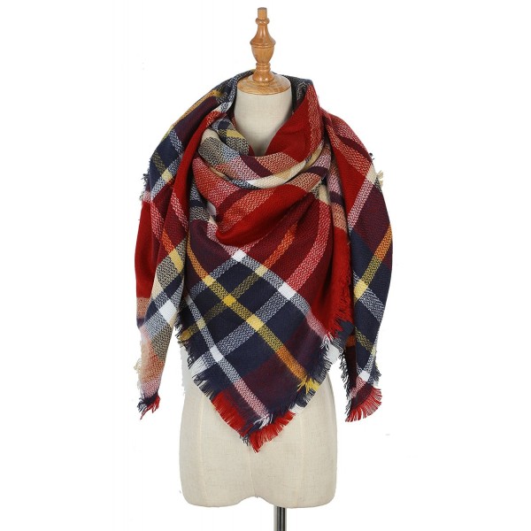 Warm women Tartan Scarf winter Blanket Shawl - Small Red Lattice - CU187ZLE9Y2