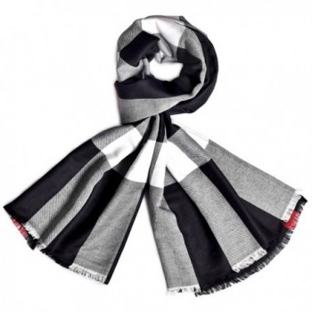 Women's Fashion Cotton Plaid Scarf Soft Silky Shawls and Wraps Lightweight Tatan Scarf For Spring - Black - CO186AKAX9O