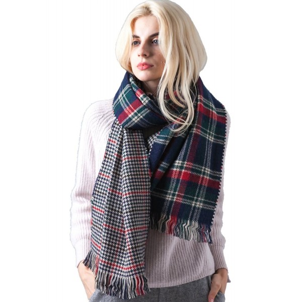 MissShorthair Fashion Unisex Winter Tartan Blanket Scarf Oversized Shawl - 37 Dark Blue&green - CF188XZMU7X