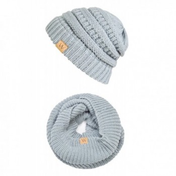 EVRFELAN Winter Warm Beanie Scarf Set Women - Knit Infinity Loop Scarf and Hat Sets for Men - Gray - CV186N4Q8RD