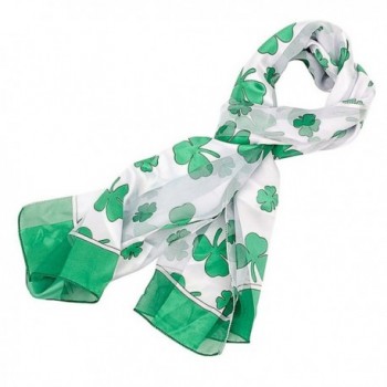 Shamrock Scarf with Green Edge for St Patrick's Day in White - CA11CTF4H2D