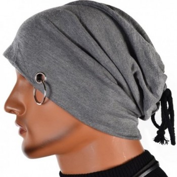 Men Ring Lacing Beanie Thin Hip-hop Skull Cap Unisex Bd (Medium Gray) - CB11MMI2EBX