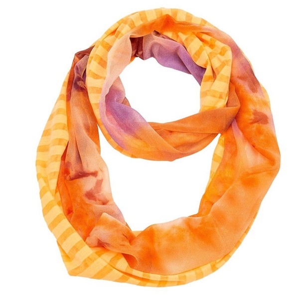 Stripe and Tie-Dye Infinity Scarf - Orange - CZ11MOE41AL