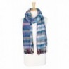 Multi Color Plaid Long Scarf with Long Fringe Square Pattern Scarf - Blue - C118735AMY5