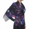 Fashion Nebula Galaxy Twinkle Stars Pale Planet Print Chiffon Scarf Black - CZ12FR5PMN9