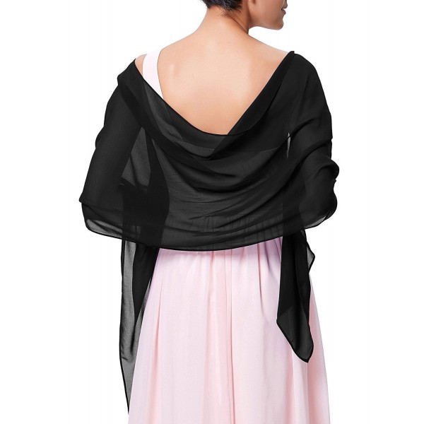 Kate Kasin Soft Chiffon Scarve Shawls Wraps and Pashmina for Evening Party KK229 - Black - CO12O6N0U2G