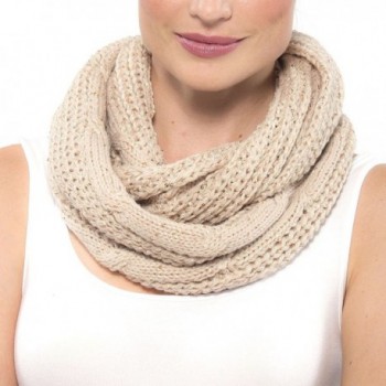 Alpine Swiss Women's Infinity Loop Scarf Sequin Cowl Neck Wrap Soft Winter Stole - Beige - CC12851TZDP