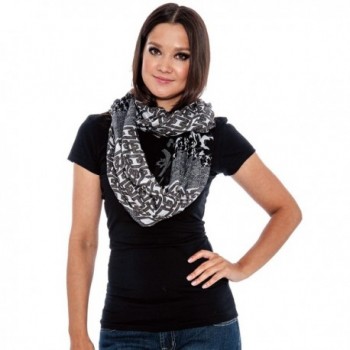 True Rock Eternity Women's Lightweight Infinity Scarf Scarves - Black/White 122 - CJ12O8NH2PQ