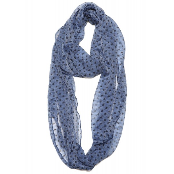 Women Super Lightweight Soft Lace Polka Dot Infinity Scarf - Navy - CR12F08M907