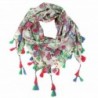 Lina & Lily Floral Pattern Women's Square Scarf with Tassels - C411P1QGDUL