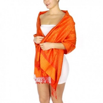 SERENITA Jacquard Paisley Pashmina - Orange - CF11EW3TPNL