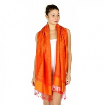 SERENITA Jacquard Paisley Pashmina Orange in Wraps & Pashminas